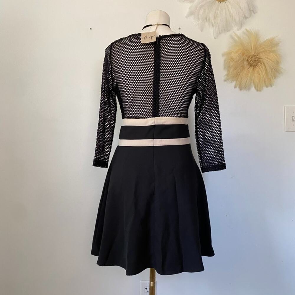 Umgee Womens Gothic Grunge Mini Dress Size M Mesh‎ Sleeve Skater Preppy New - Picture 3 of 9